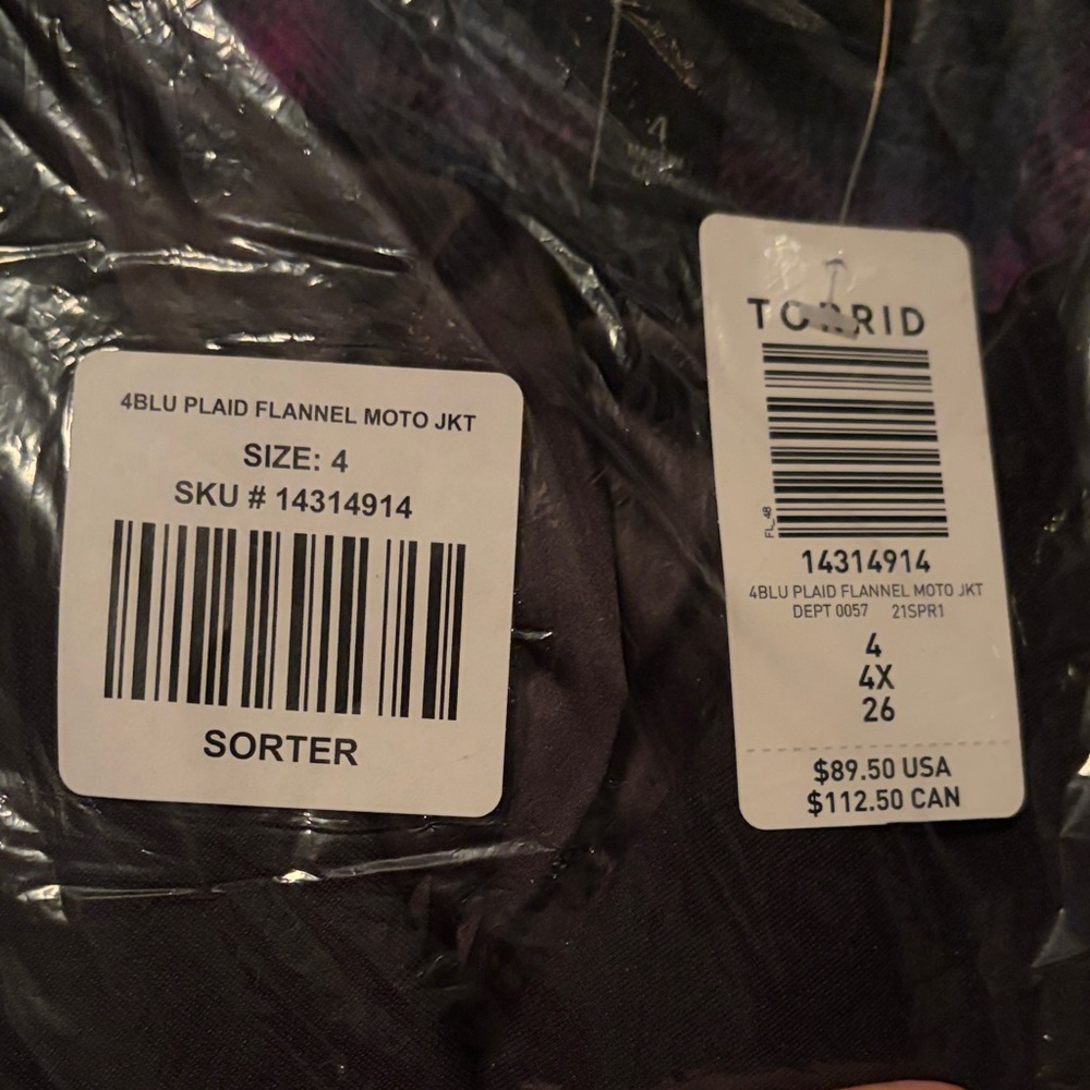 Torrid Checkered Moto Jacket in Black and Purple - Picture 2 of 3